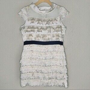 Fumblin' Foe Champagne Layered Ruffle Cap Sleeve Cocktail Dress Size Large NWT